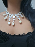SHELL HARMONY STATEMENT NECKPIECE IN GOLD FINISH