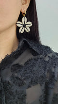 Cowrie Shell Flower Hoop Earrings