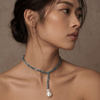 metallic beads pearl choker necklace