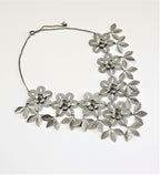 Silver gardenia statement necklace
