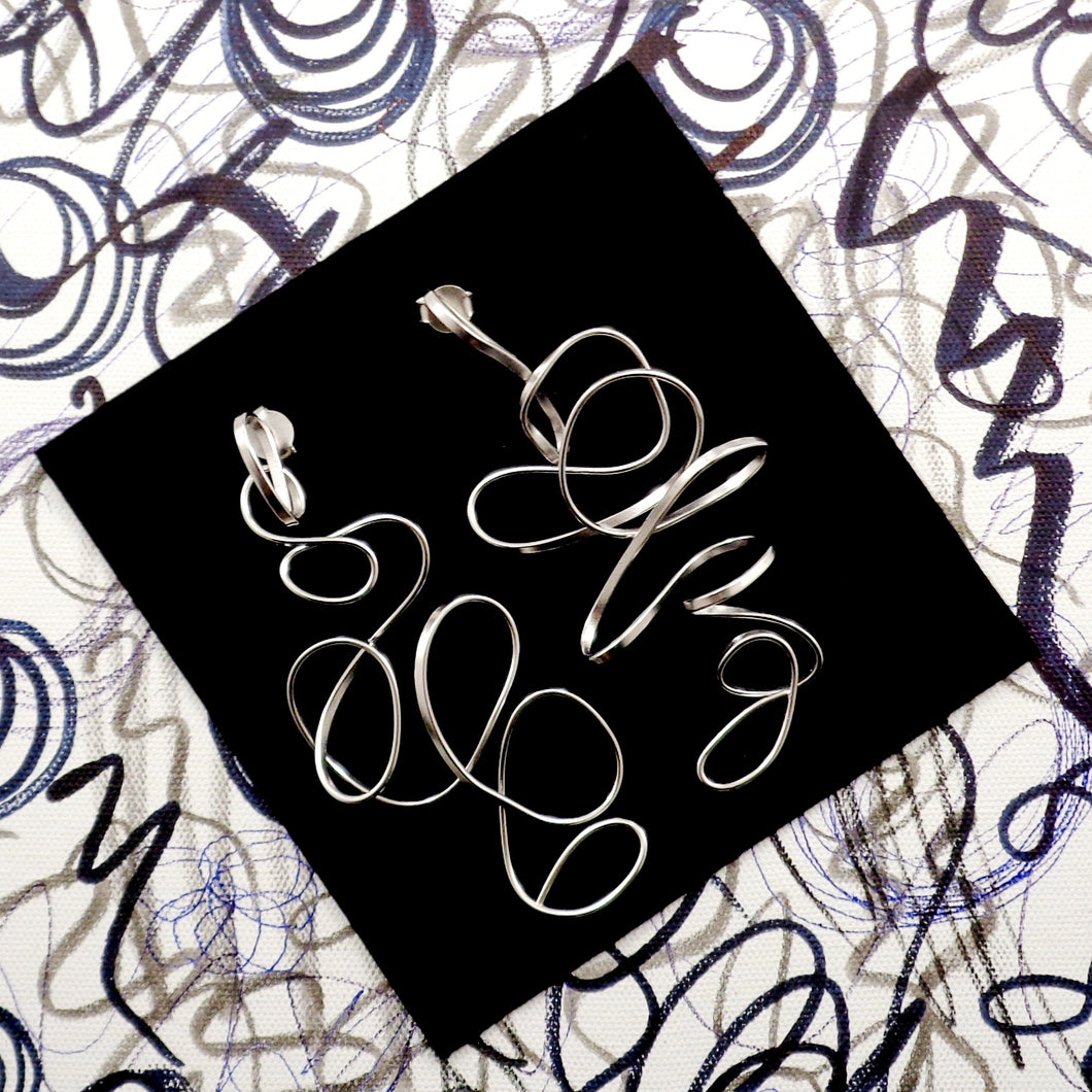 DOODLE ART EARRINGS IN SILVER (L)