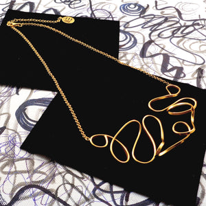 DOODLE ART STATEMENT NECKPIECE IN GOLD