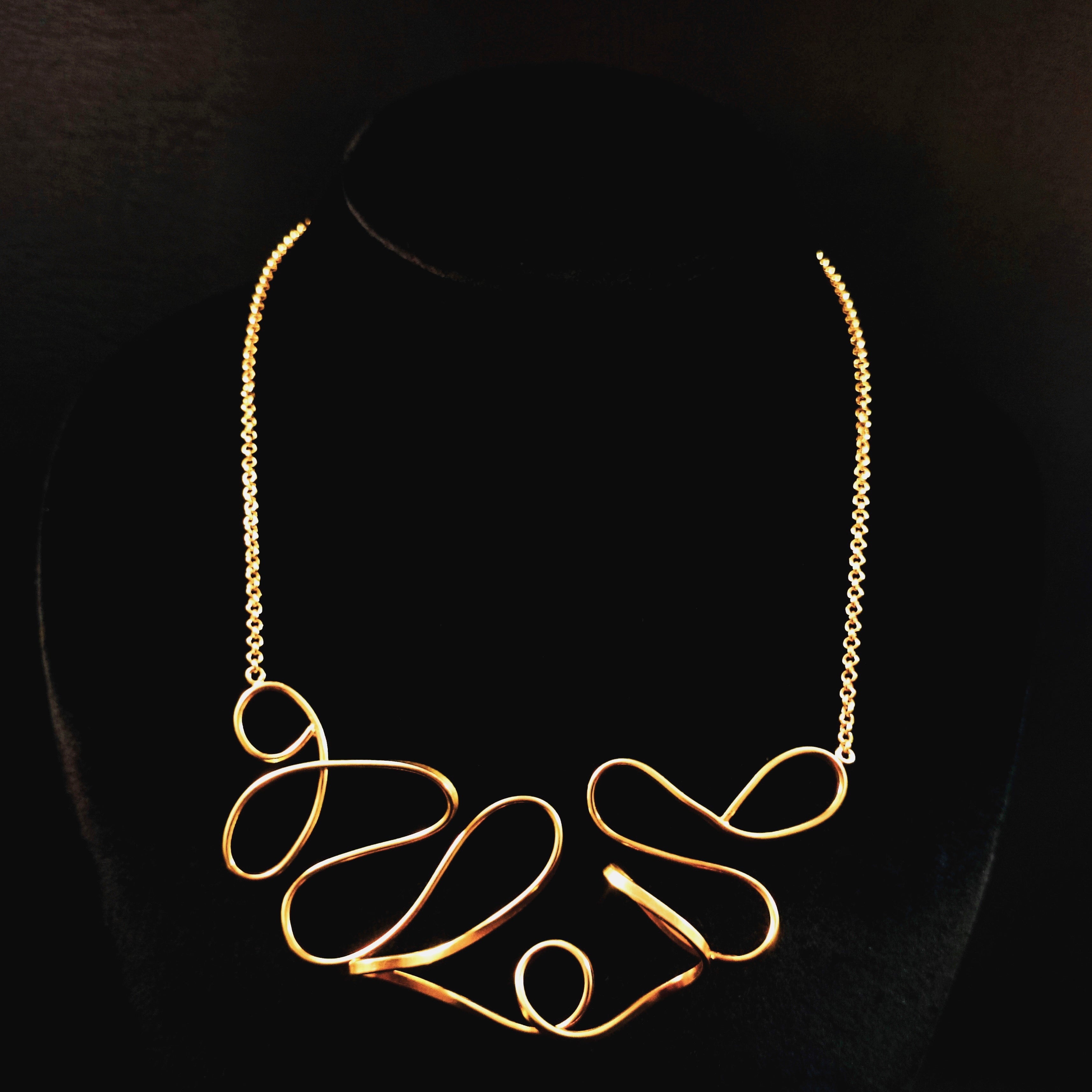 DOODLE ART STATEMENT NECKPIECE IN GOLD