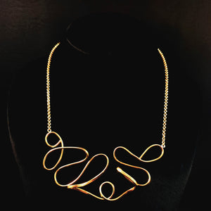 DOODLE ART STATEMENT NECKPIECE IN GOLD