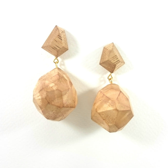 ABSTRACT DRAMA DROP EARRING HANDCRAFTED IN WOOD