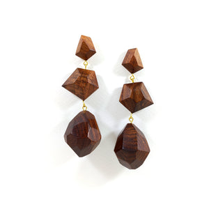 WOOD CHARM DROPLET EARRINGS