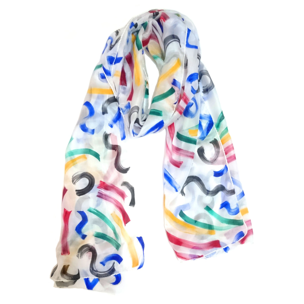 GRAPHIC STROKES SILK SCARF