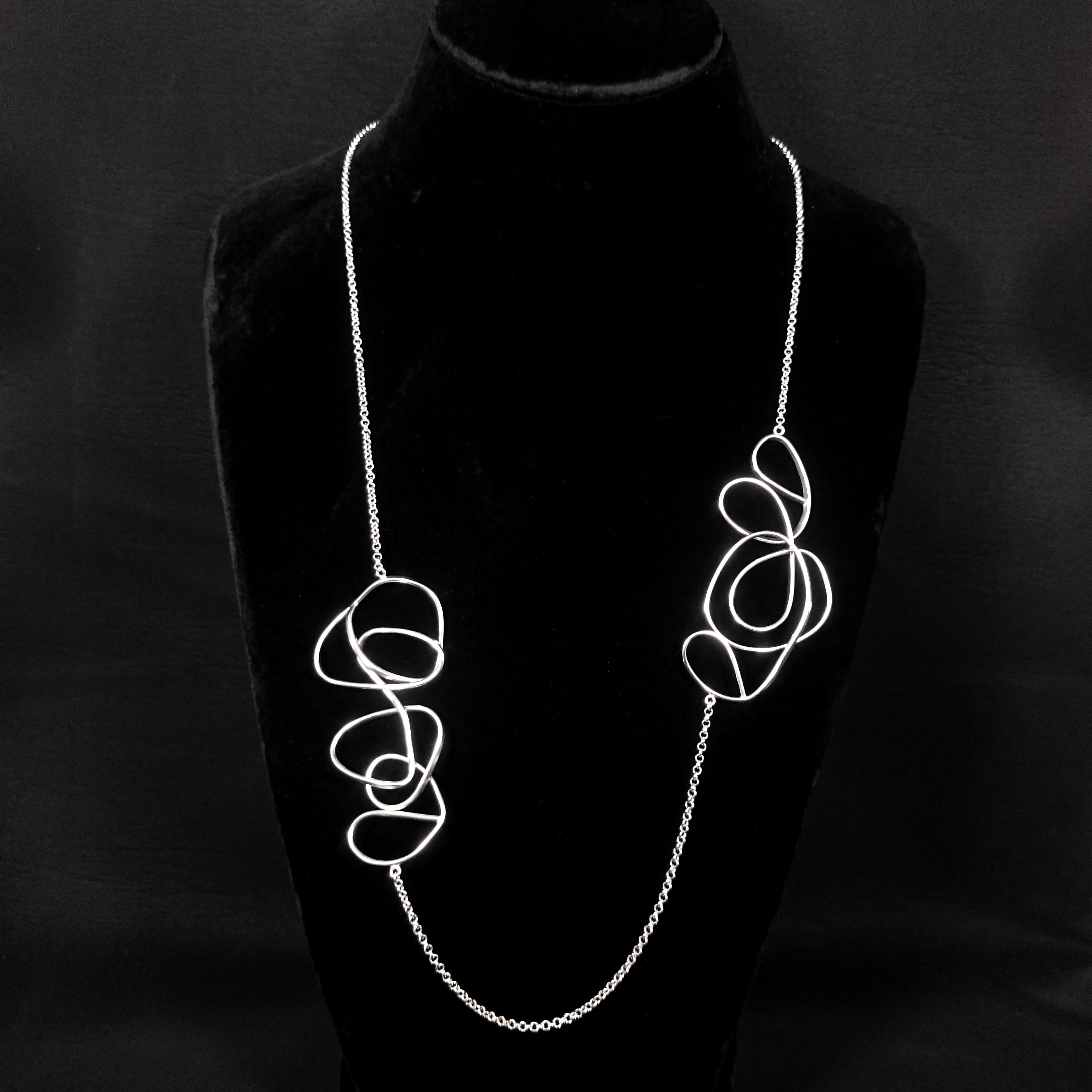 925 silver handcrafted scribbles multistation neck long chain