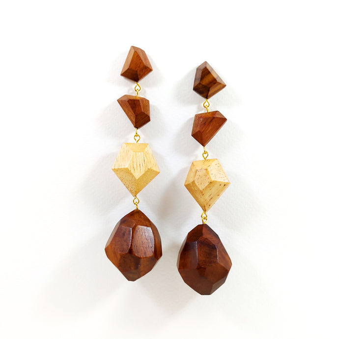 ABSTRACT DROPLET EARRINGS HANDCRAFTED IN WOOD