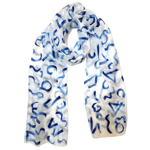 INDIGO STROKES SILK SCARF