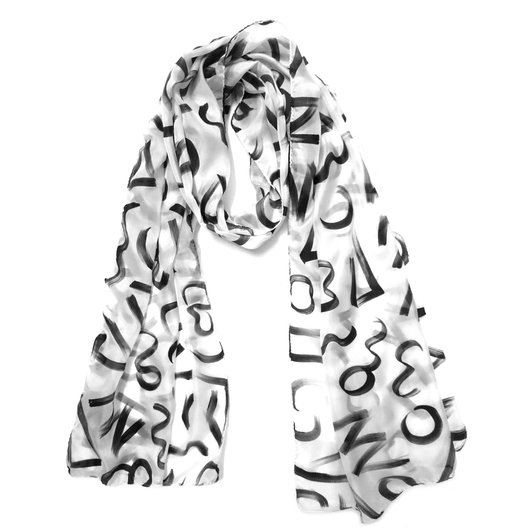 NOIR STROKES SILK SCARF